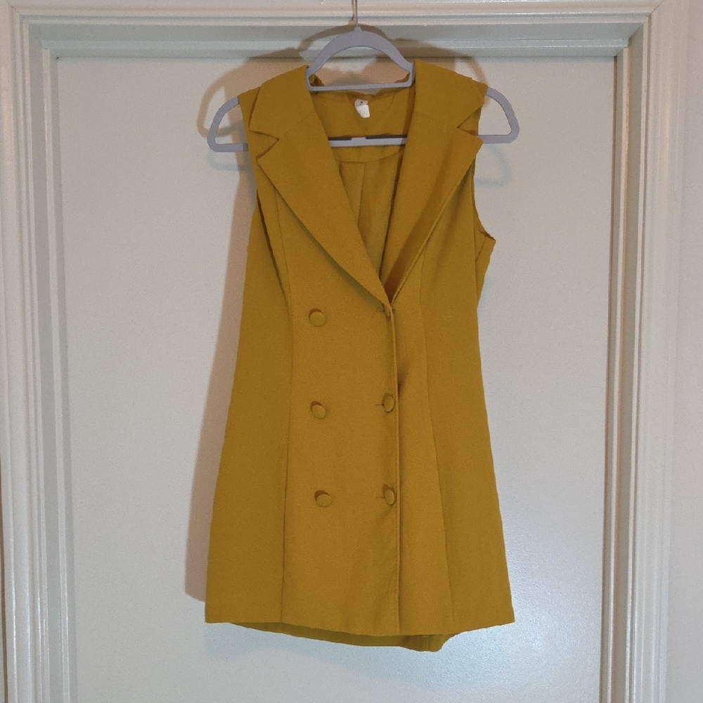 Sleeveless Mustard Button Dress
